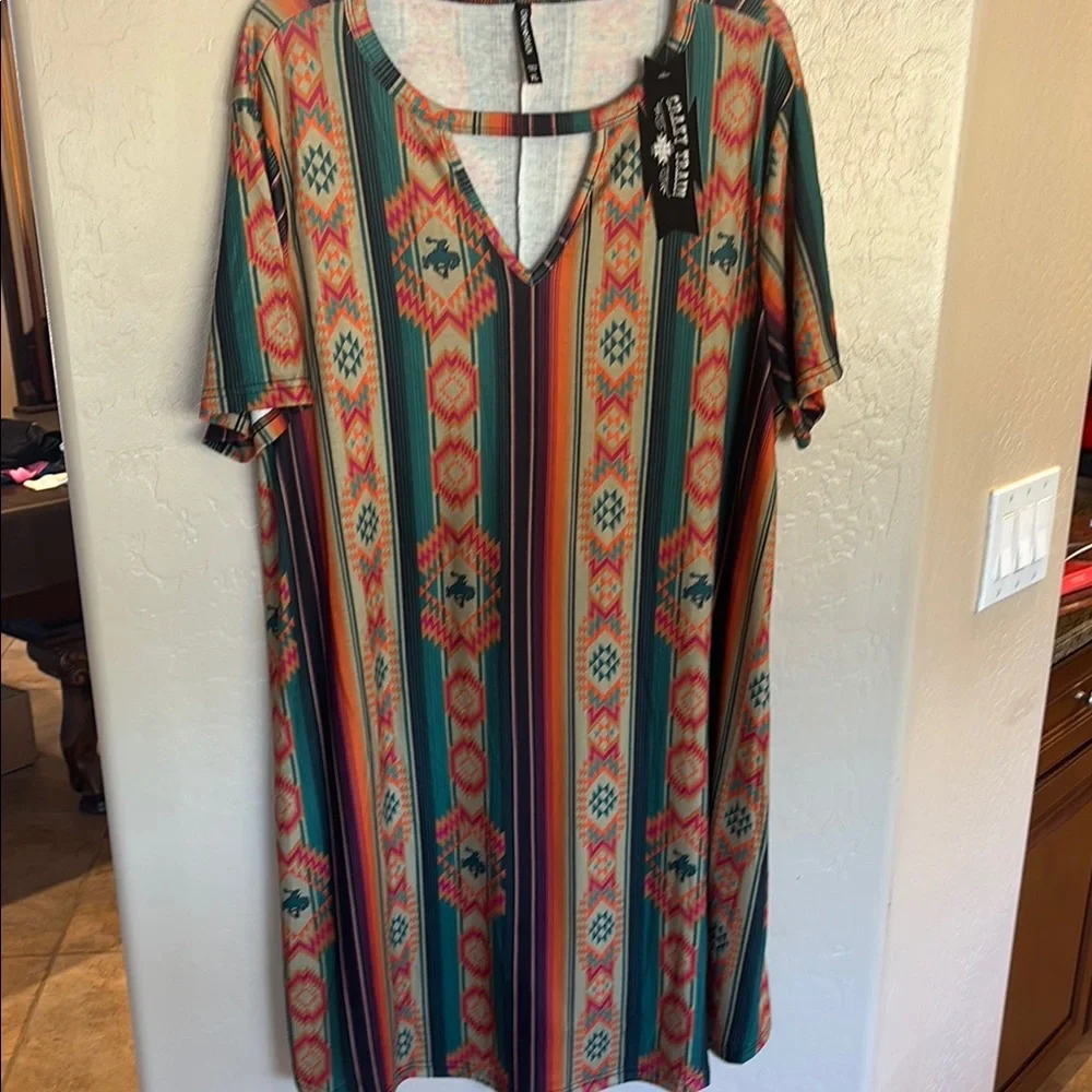 Colorful Geometric Pattern Dress - Picture 1 of 9